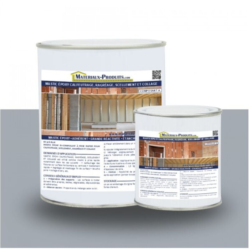 Mastic epoxy calfeutrage, ragréage, scellement et collage - 1 Kg Gris béton Matpro