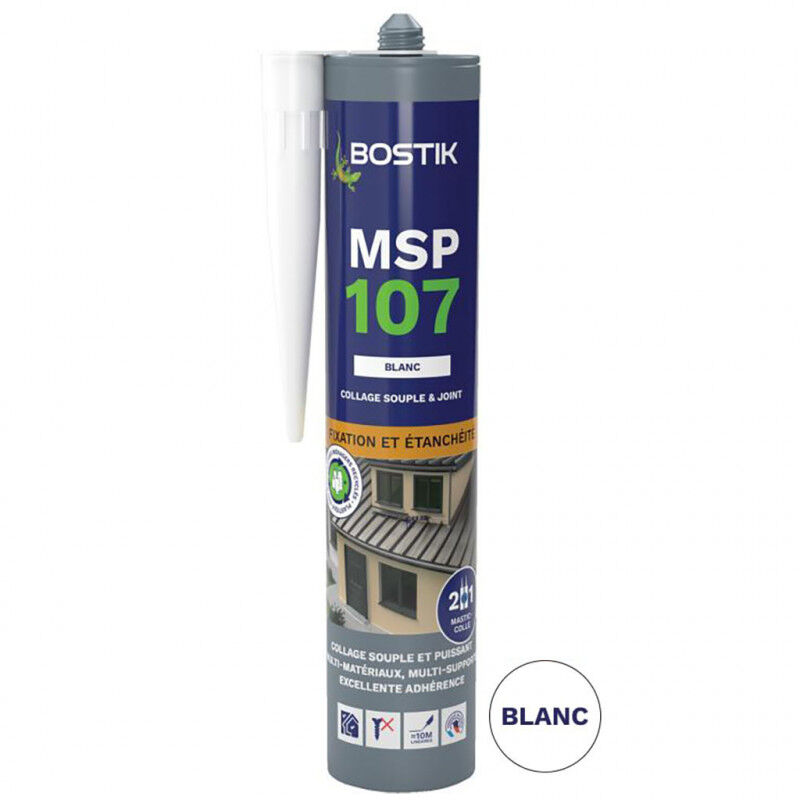 Colle mastic polymère MSP 107 (coloris: blanc, gris, noir, brun) Cartouche 290 ml BOSTIK - Couleur: Gris