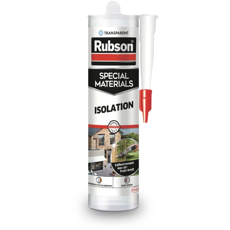 Rubson - Mastic Isolation Portes & Fenêtres, joint silicone pour isolation thermique et isolation phonique, souple, résistant et étanche, Cartouche