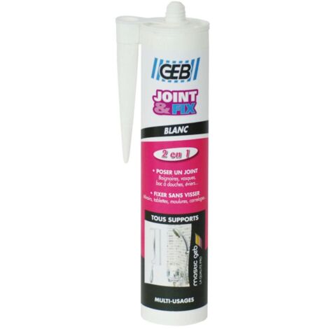 Mastic JOINT & FIX blanc  GEB pour réaliser des joints étanches 280ml