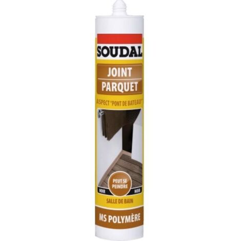 Mastic MS polymère pour parquet ''pont de bateau'' coloris noir cartouche de 290 ml - SOUDAL FRANCE