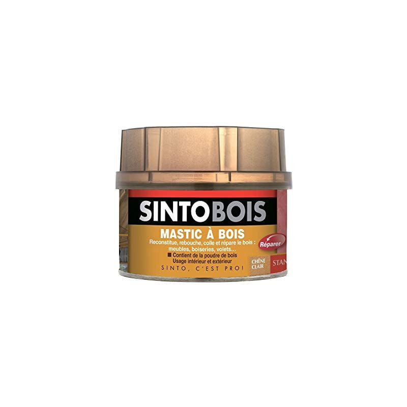Sinto - Mastic bois + Tube durcisseur Chêne Clair - Boite 1 l - 23752