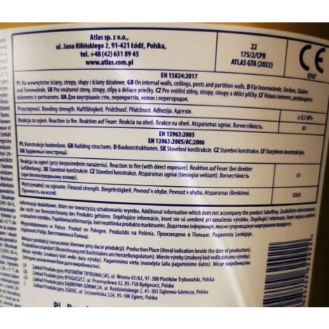 Mastic polymère Atlas GTA 18 kg super blanc