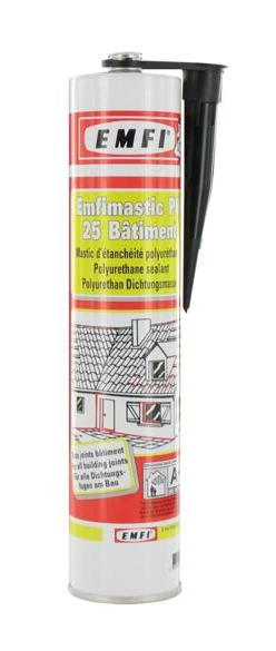 Emfi - Mastic polyuréthane PU25 Noir - Cartouche de 300 ml - 74064DE208