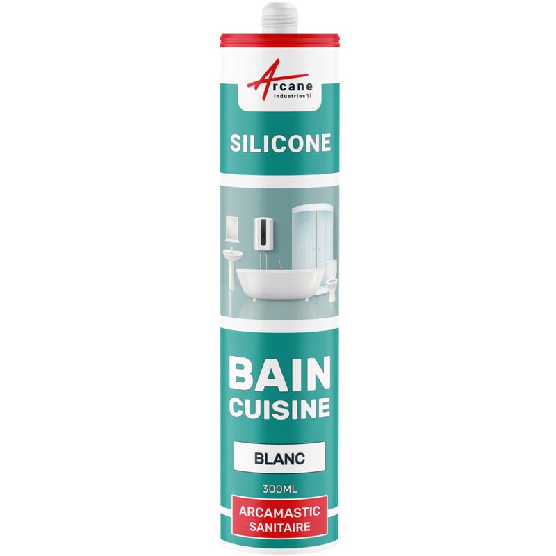 Joint silicone douche baignoire sanitaire sdb - 300 ml x 1 Blanc Arcane Industries Blanc