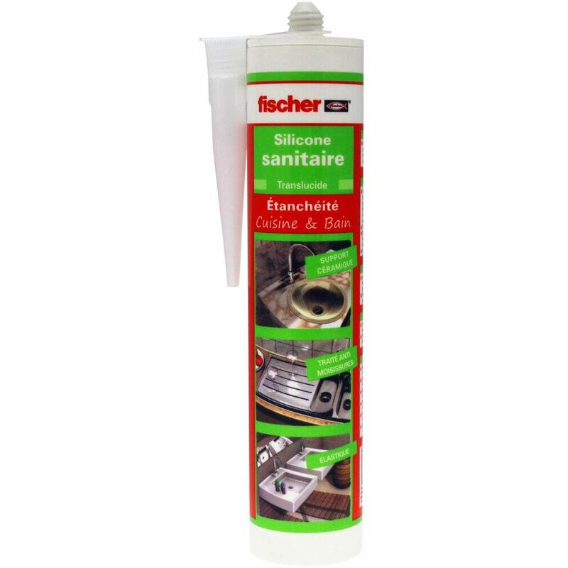 Fischer - Cartouche silicone sanitaire translucide avec fongicide 310ml