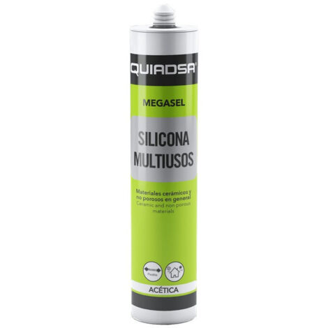 Mastic silicone acétique Multi-usages Megasel Quiadsa Mégasel Blanc Cr de 280 ml.