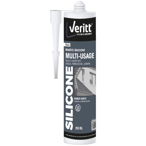 MASTIC SILICONE BLANC 280ML VERITT CARTOUCHE 061005