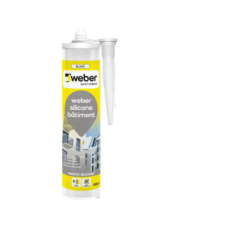 Mastic Silicone bâtiment universel Blanc, 300ml Weberseal construction