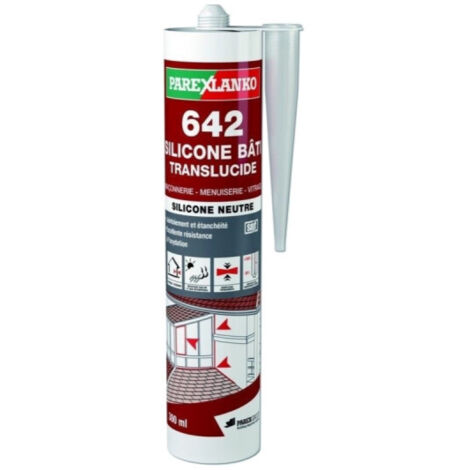 Mastic silicone neutre PAREXLANKO 642 Silicone Bâti - Translucide - 300ml - L642TRANS300-12