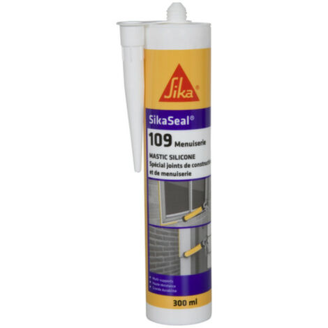 Mastic silicone neutre cartouche 300ml Sikaseal 109 SIKA: translucide, blanc, gris, pierre, noir, anthracite - plusieurs modèles disponibles