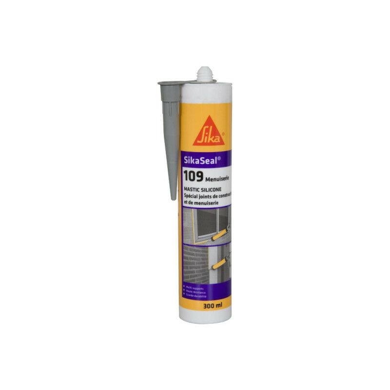 Mastic silicone neutre cartouche 300ml seal 109 : translucide, blanc, gris, pierre, noir, anthracite - Couleur: Gris - Sika