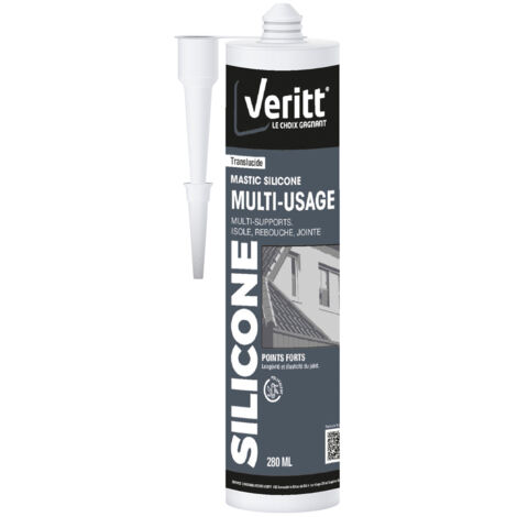 MASTIC SILICONE TRANSLUCIDE 280ML VERITT CARTOUCHE 061006