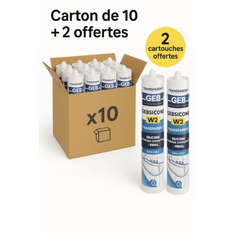 Mastic silicone transparent Gebsicone W2 310ml - carton de 10 cartouches