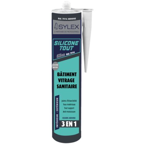Mastic Sylex SX 640 Silicone 3 en 1 Silicone Tout 280ml  Couleur: RAL 7016 GRIS ANTHRACITE