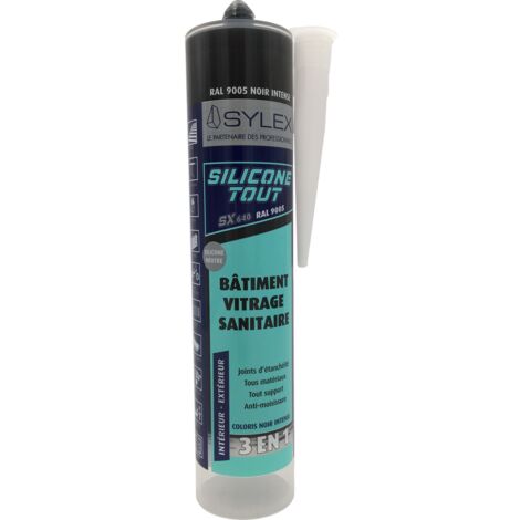 Mastic Sylex SX 640 Silicone 3 en 1 Silicone Tout 280ml  Couleur: RAL 9005 NOIR FONCE