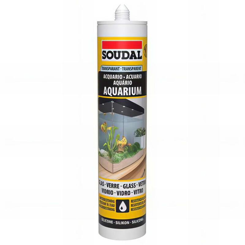 Soudal - Mastic transparent élastique spécial Aquarium - 290 ml