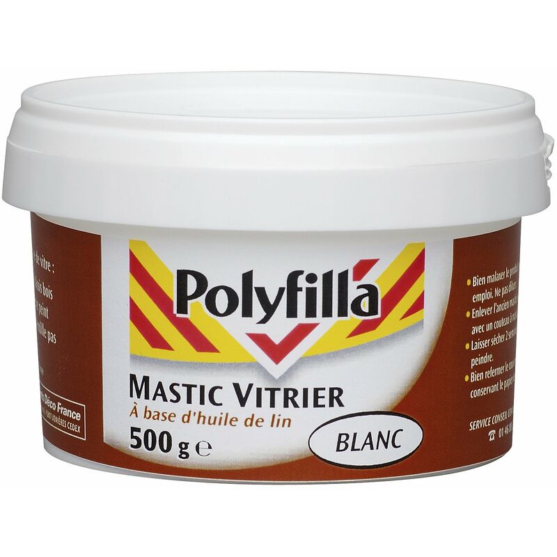 Mastic vitrier blanc 500g Polyfilla 5107479 - Blanc