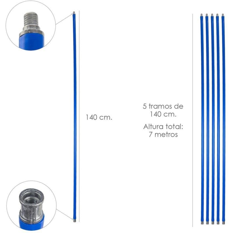 Wolfpack - Mât ramoneur 5 sections de 140 cm. (7 mètres x ø 20 mm.)
