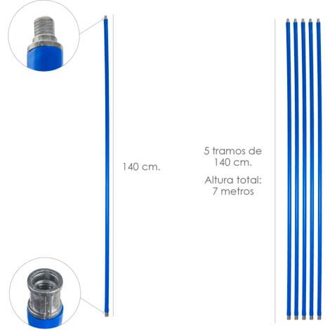 WOLFPACK Mastil Deshollinador 5 tramos de 140 cm. (7 metros x 20 mm.)