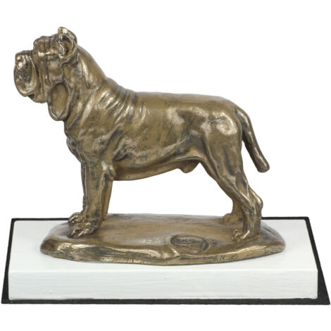 Mastín napolitano, Mastín napolitano, Mastino Napoletano - estatuilla de perro, figura sobre base blanca, trofeo para una exposición canina de la marca Art-Dog