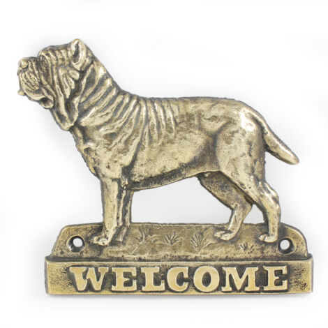 Mastino Napoletano, Mastino Napoletano, Mastino Napoletano - cartello porta con un cane, targa di benvenuto in ottone, cartello unico con la scritta Welcome by Art-Dog