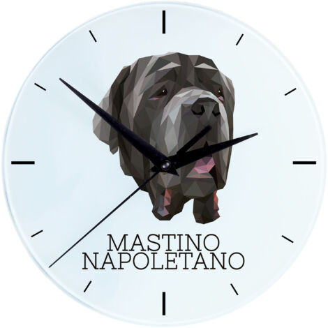 Mastino Napoletano, Mastino Napoletano, Mastino Napoletano - orologio da parete geometrico con foto e scritta di Art-Dog
