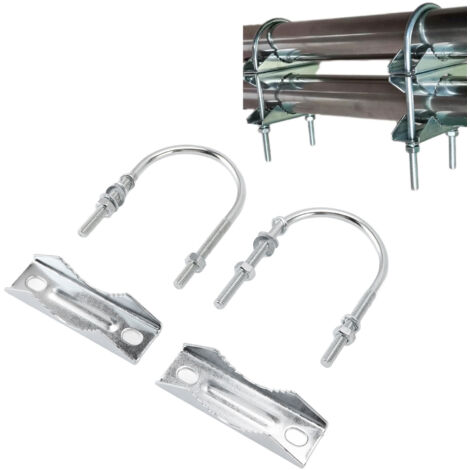 Mastklemme (Antenne/Sonnenschirm) Doppelantennenmastklemmen-Set, V-förmiger Backenblock aus Eisen mit U-Bügeln, 16 Zubehörteile, Antennenrohrklemmen-Backenblöcke, Mast-zu-Mast-Montagehalterungs-Set