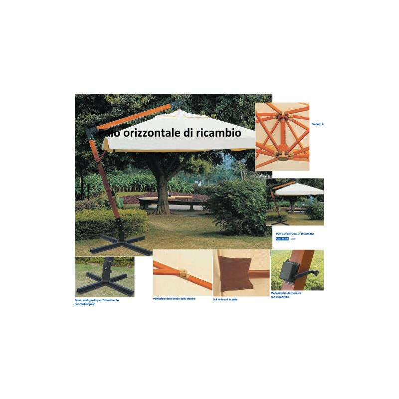 Mat bois horizontal de rechange 200 cm 9x9 cm pour parasol de'centralise' Maxima 3x4 m