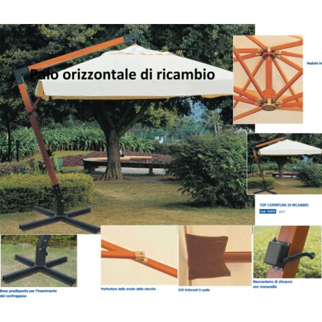 Mat bois horizontal de rechange 200 cm 9x9 cm pour parasol de'centralise' Maxima 3x4 m