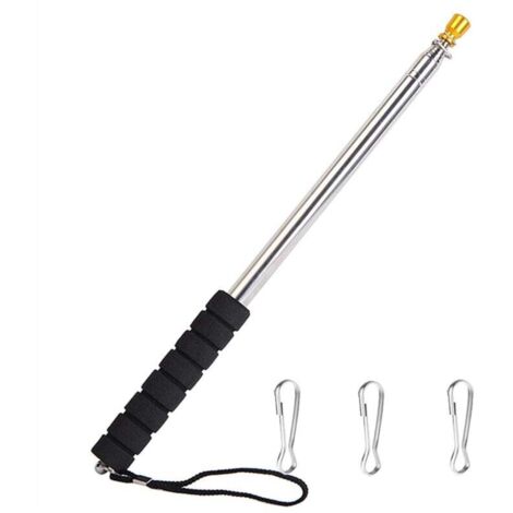 Mât de Drapeau Télescopique 9 8 Pieds Rétractable Portable Acier Inoxydable Poignée Antidérapante