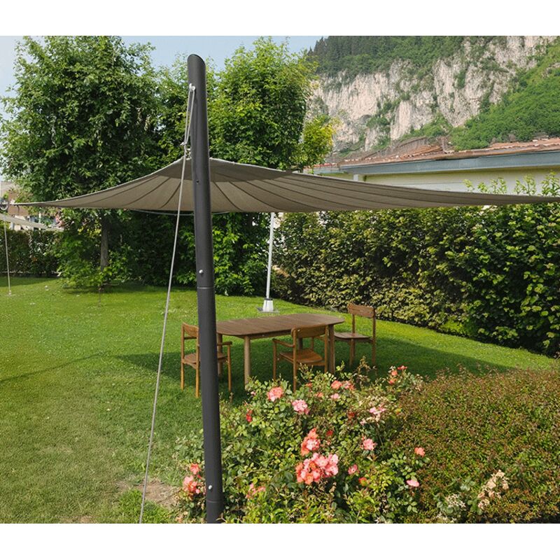 Direct Filet - Mât de voile d'ombrage rond 5 points d'accroche accessoires inclus