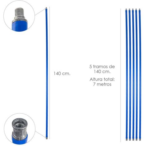 Mât ramoneur 5 sections de 140 cm. (7 mètres x Ø 20 mm.)