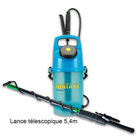 Matabi – Pack pulvérisateur à pression préalable 5L – Lance télescopique 5,4m – Cuve translucide – Débit 0,60 l/m à 3 bar