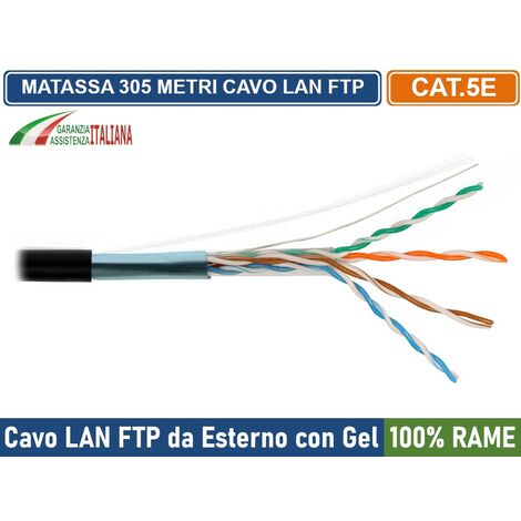 MATASSA BOBINA LAN CAT 5E CAVO ETHERNET DI RETE 305 METRI TELECAMERE NO  SCHERMATO