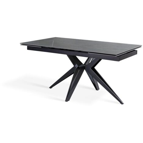 Match 2 – Ausziehbarer Tisch (160/240 x 90 cm) aus schwarzer Keramik