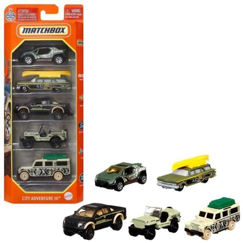 Mattel - matchbox Pack de 5 vehicules - C1817 - Petites Voitures - 3 ans et +