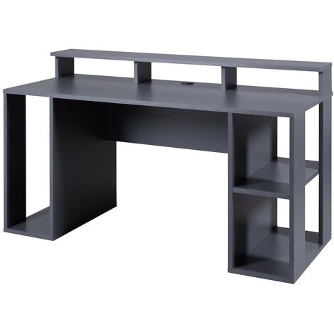 MatchPoint bureau gaming, avec étagères gris.