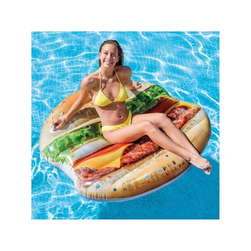 Colchoneta Hinchable Isla Hamburguesa Impresión Pvc Mar Piscina 145 X 142 Cm