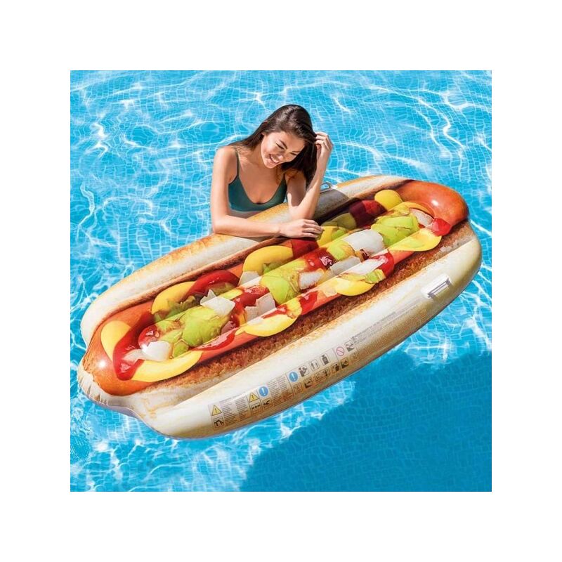 Colchoneta Hinchable Isla Hot-Dog Estampado Pvc Mar Piscina 108 X 89 Cm