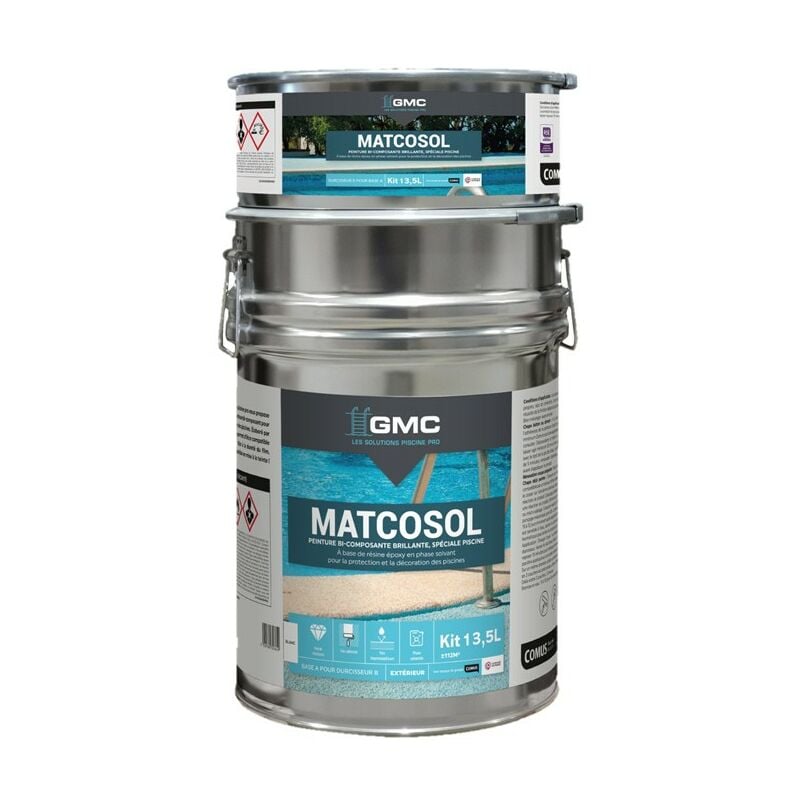 Matcosol piscine blanc 13,5L -Résine epoxy bi- Composant grande résistance au chlore GMC blanc