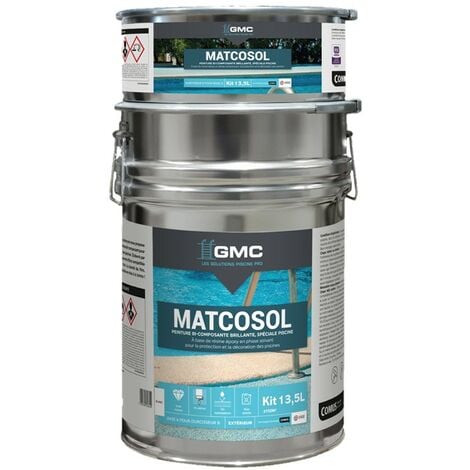 MATCOSOL PISCINE BLANC 13,5L -Résine epoxy bi- Composant grande résistance au chlore-GMC