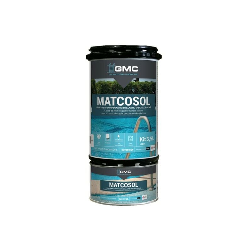 Matcosol piscine blanc 3,5L- Résine epoxy bi- Composant grande résistance au chlore GMC blanc