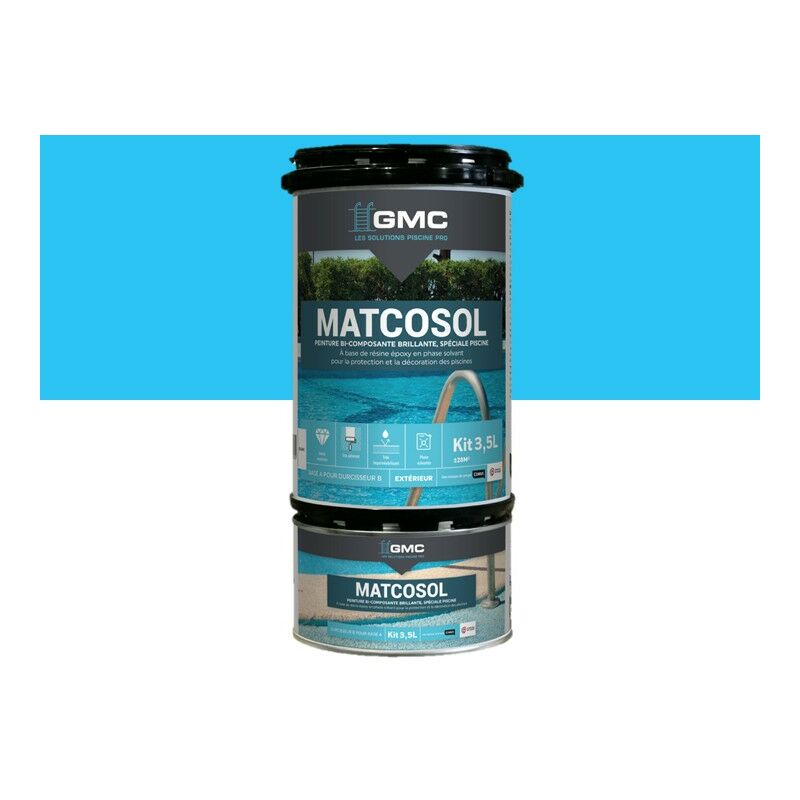Matcosol piscine bleu 3,5L- Résine epoxy bi- Composant grande résistance au chlore GMC bleu