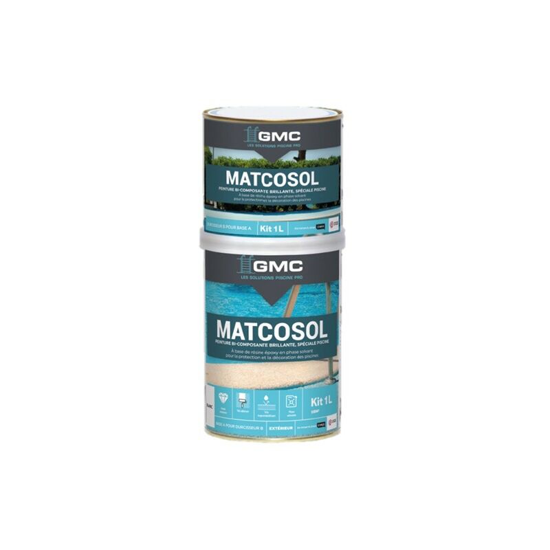 GMC - matcosol piscine blanc 1L- Résine epoxy bi- Composant grande résistance au chlore banc