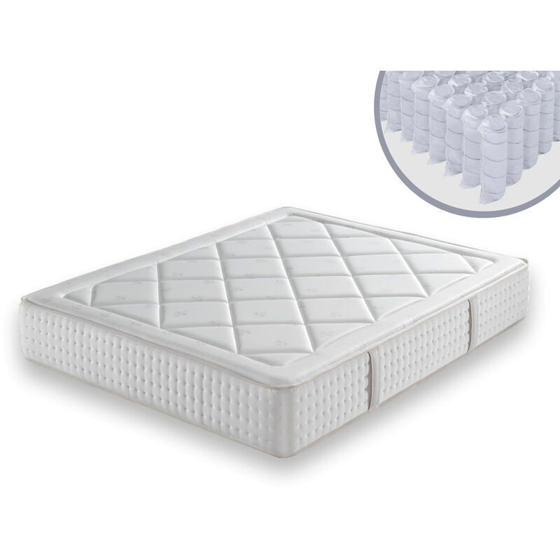 Matelas 100X200 SEVILLA Epaisseur 31 CM - Durete moyenne - Ressorts ensaches avec renforcement du perimetre