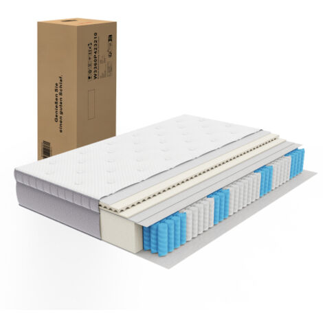 Matelas 120 x 200 cm, épaisseur 25 cm, mousse confort, ressorts ensachés 7 zones, ergonomique, certifié OEKO-TEX®.
