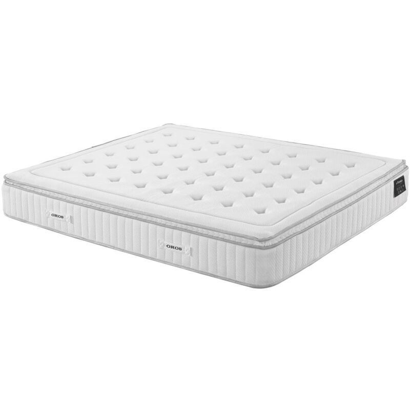 Vente-unique - Matelas 140 x 190 cm hybride anti-feu ressorts ensachés 5 zones, mémoire de forme et surmatelas intégré ép.28cm - oros de ysmée hôtel