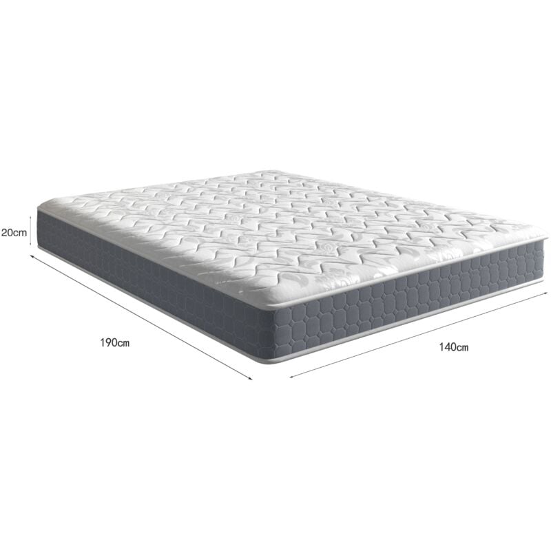 Matelas 140x190 cm à Mémoire de Forme - 20 cm de Hauteur - Modèle Moderne