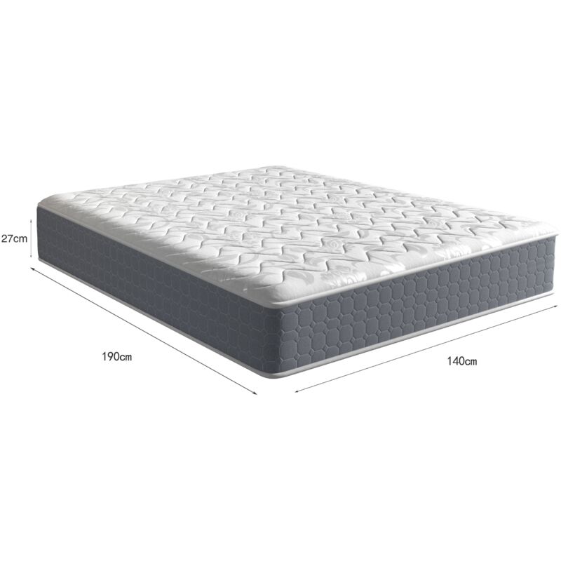 Matelas 140x190 cm à Mémoire de Forme - 27 cm de Hauteur - Modèle Moderne